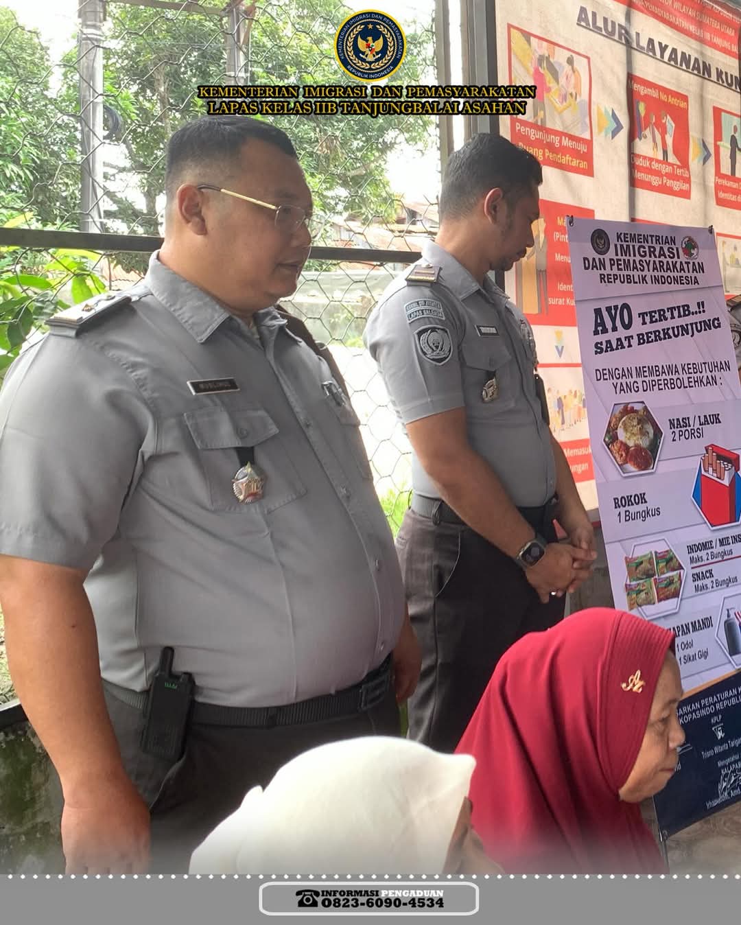 Sosialisasi Barang Bawaan Pengunjung Dilakukan Oleh Petugas Lapas Kelas IIB Tanjungbali(Doc/Foto:Lapas Tanjungbalai Asahan)
