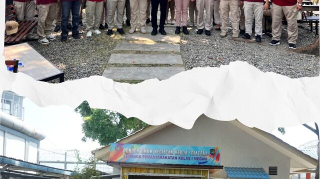 Kalapas Kelas I Medan Beserta Jajaran Staf Foto Bersama Didepan Pondok UMKM Kegiatan Kerja GIATJA.(Doc/Foto:Lapas I Medan)