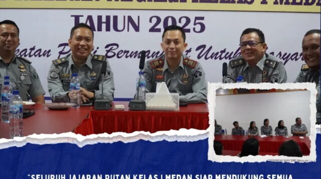 Suasana Rapat Virtual Melalui Zoom Yang Dihadiri Oleh Karutan Kelas I Medan Dan Pejabat Struktural Serta Staff Lainnya.(Doc/Foto:Rutan Kelas I Medan)