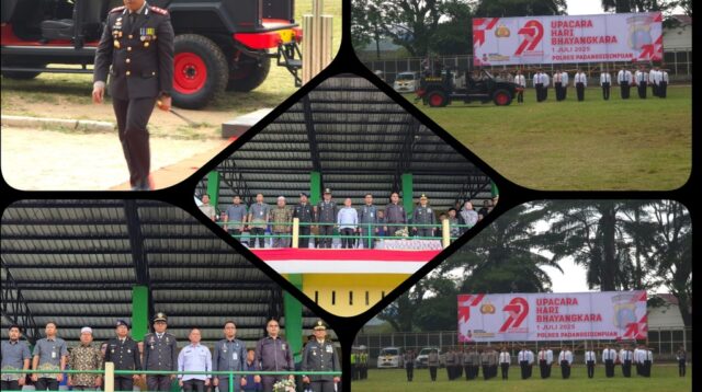 Kepala Kesatuan Pengamanan Lapas Kelas IIB Padangsidimpuan M. Nurdin,Beserta Forkopimda Mengikuti Upacara Hari Bhayangkara ke-79 Di Stadion Kota Padangsidimpuan Pada 1 Juli 2025.(Doc/Foto:Humas Lapassid)