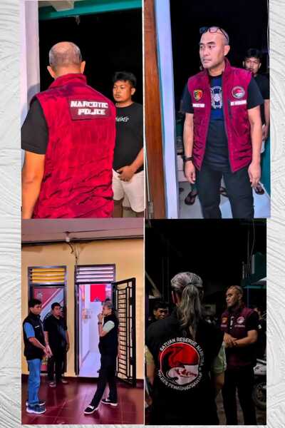 Ditresnarkoba Polda Sumut dan Polres Pematangsiantar menggelar razia gabungan di sejumlah rumah kos, Kamis malam (23/4). Dipimpin langsung oleh Kombes Pol Dr. Andy Arisandi dan AKBP Sah Udur Togi Marito, petugas melakukan tes urine di tempat kepada seluruh penghuni.(Doc/Foto : Ist)